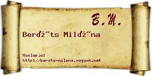 Beráts Miléna névjegykártya